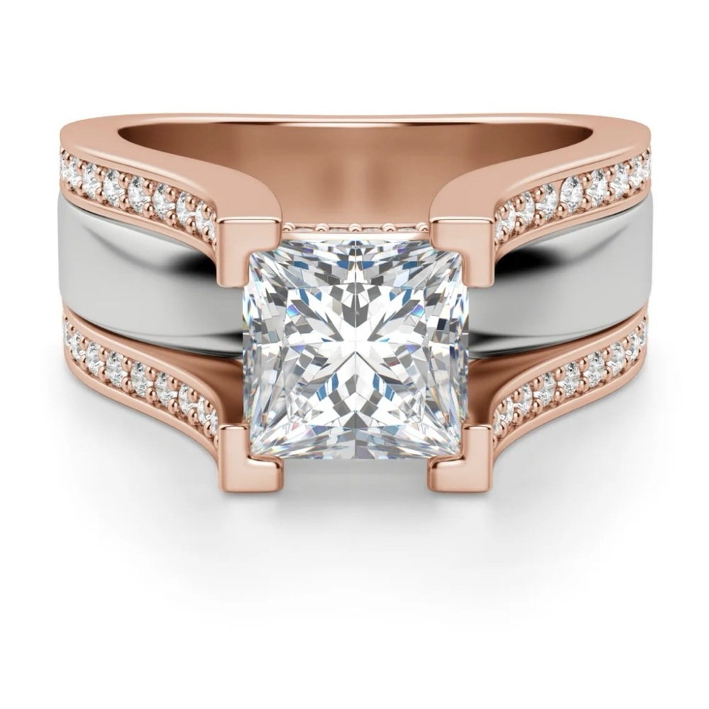 Diamond Nexus 2 carat Abigail Princess cut engagement ring 14k white/Rose gold